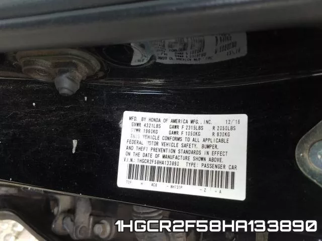 1HGCR2F58HA133890 фото 2