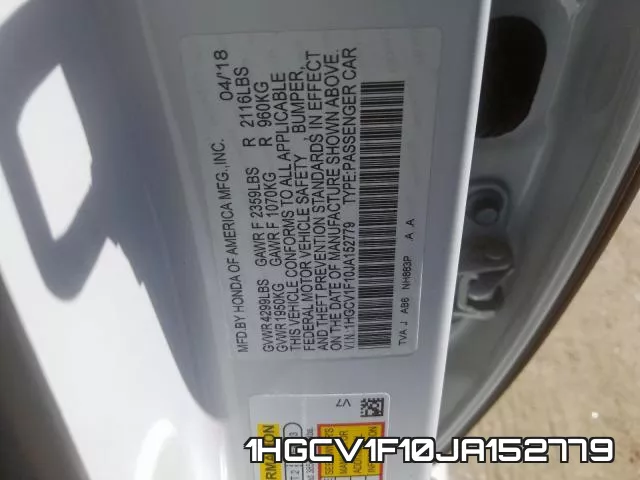 1HGCV1F10JA152779 фото 2