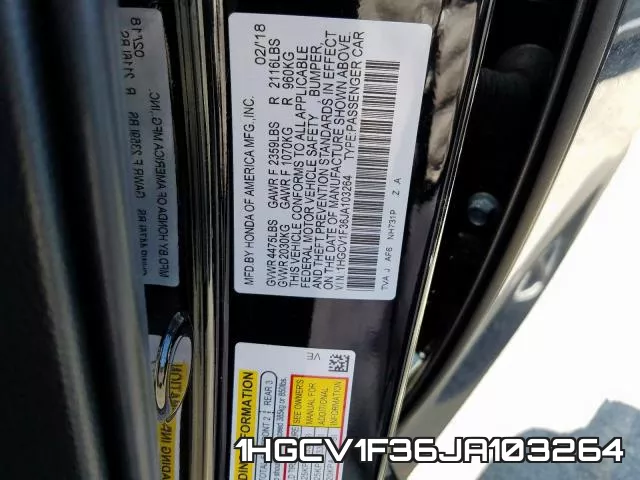 1HGCV1F36JA103264 фото 2