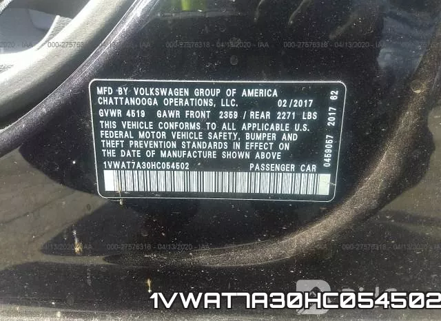 1VWAT7A30HC054502 фото 10