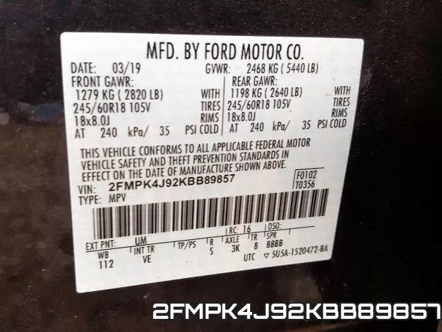2FMPK4J92KBB89857 фото 2