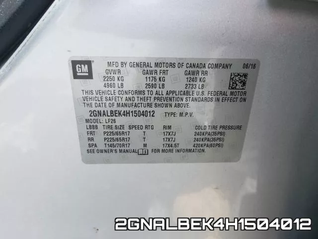 2GNALBEK4H1504012 фото 2