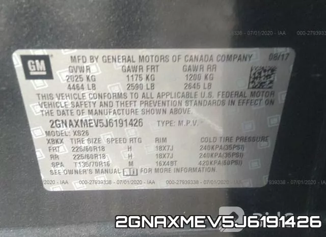 2GNAXMEV5J6191426 фото 10