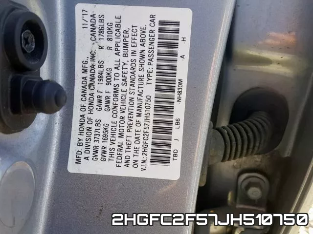 2HGFC2F57JH510750 фото 2