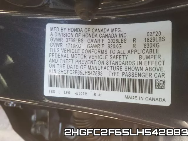 2HGFC2F65LH542883 фото 2