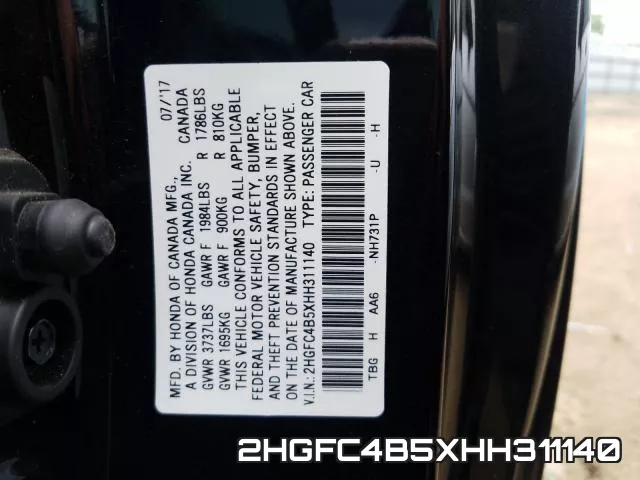 2HGFC4B5XHH311140 фото 2
