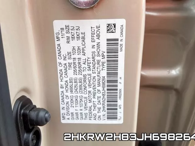 2HKRW2H83JH698264 фото 2