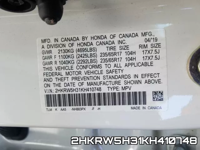 2HKRW5H31KH410748 фото 2