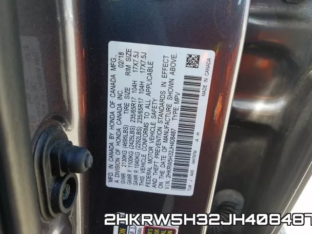 2HKRW5H32JH408487 фото 2