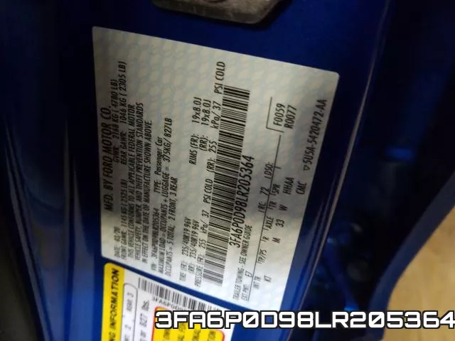 3FA6P0D98LR205364 фото 2