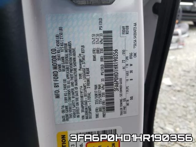 3FA6P0HD1HR190356 фото 2