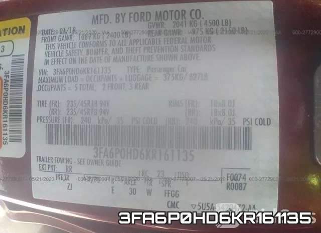 3FA6P0HD6KR161135 фото 10