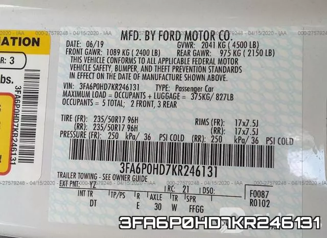 3FA6P0HD7KR246131 фото 10
