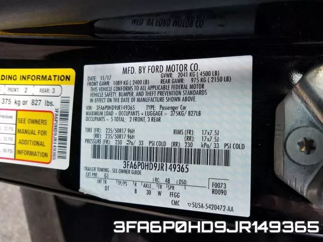 3FA6P0HD9JR149365 фото 2