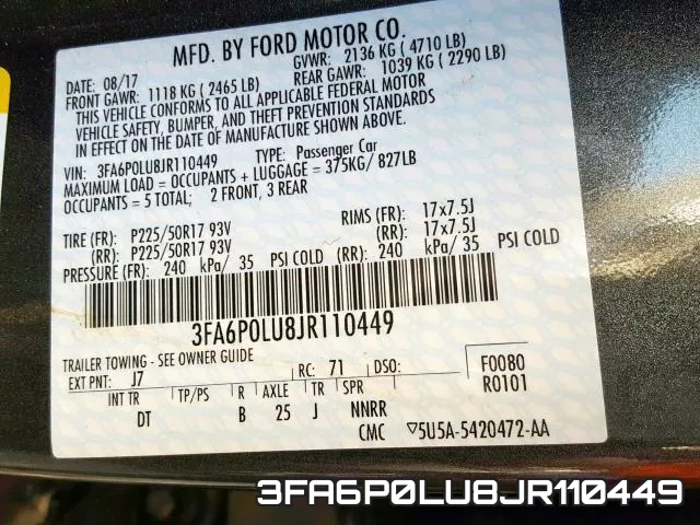3FA6P0LU8JR110449 фото 2