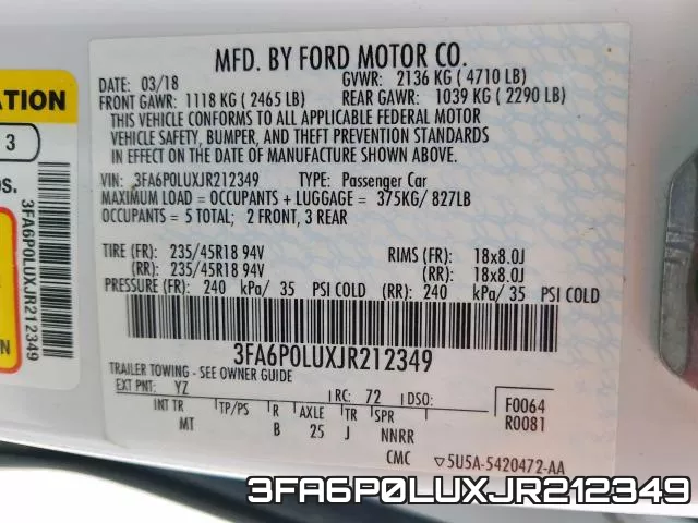 3FA6P0LUXJR212349 фото 2