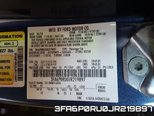 3FA6P0RU0JR219897 фото 2