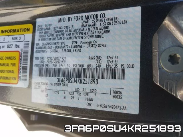 3FA6P0SU4KR251893 фото 2