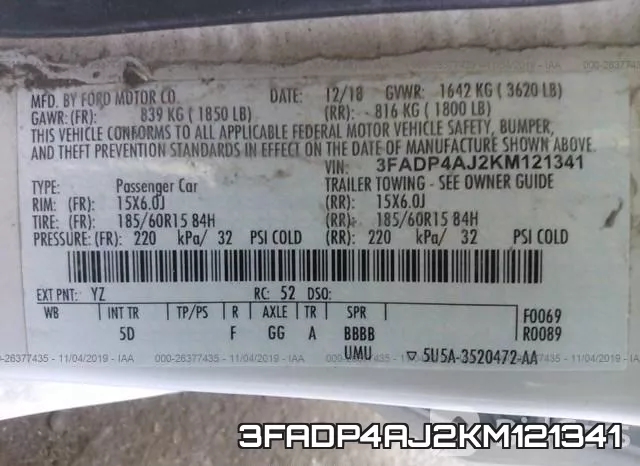 3FADP4AJ2KM121341 фото 10
