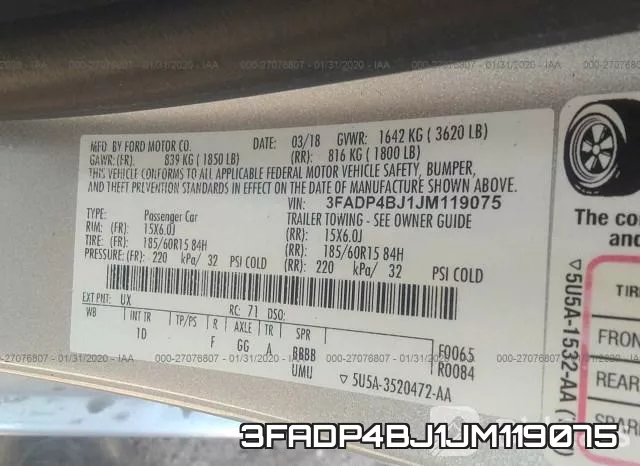 3FADP4BJ1JM119075 фото 10