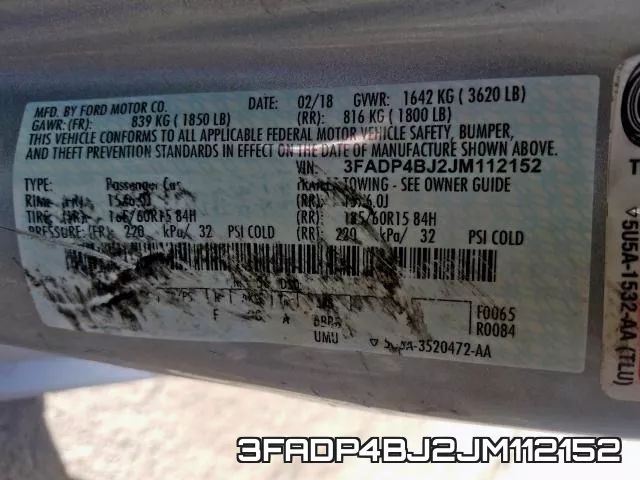 3FADP4BJ2JM112152 фото 2