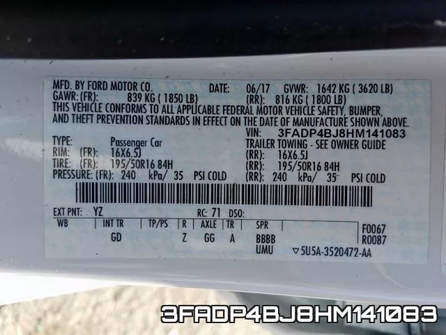 3FADP4BJ8HM141083 фото 2