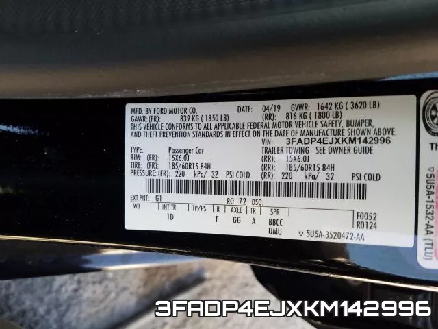 3FADP4EJXKM142996 фото 2