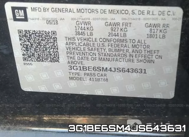 3G1BE6SM4JS643631 фото 10