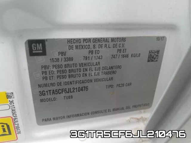 3G1TA5CF6JL210476 фото 2