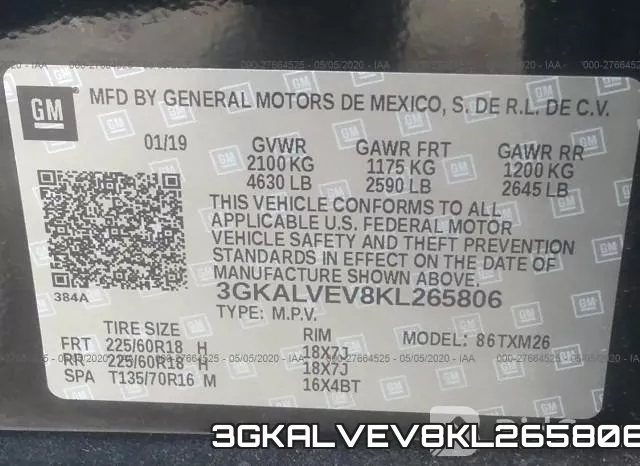 3GKALVEV8KL265806 фото 10