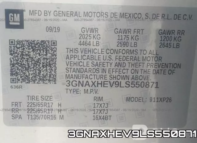 3GNAXHEV9LS550871 фото 10