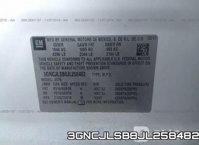 3GNCJLSB8JL258482 фото 10