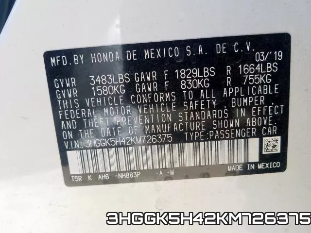 3HGGK5H42KM726375 фото 2