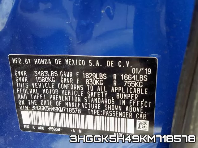 3HGGK5H49KM718578 фото 2