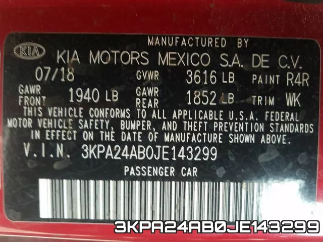 3KPA24AB0JE143299 фото 2