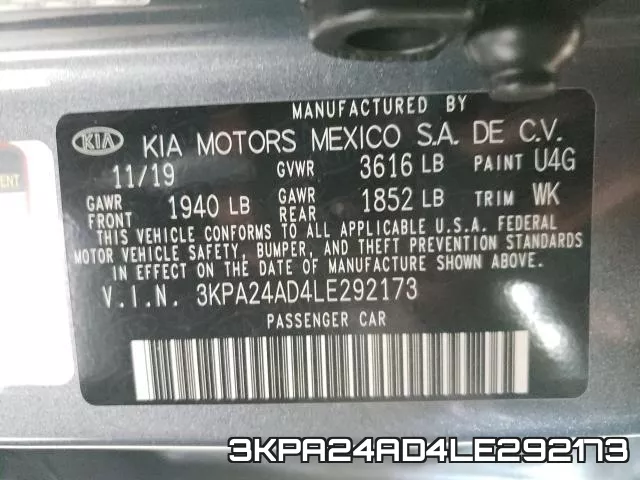 3KPA24AD4LE292173 фото 2