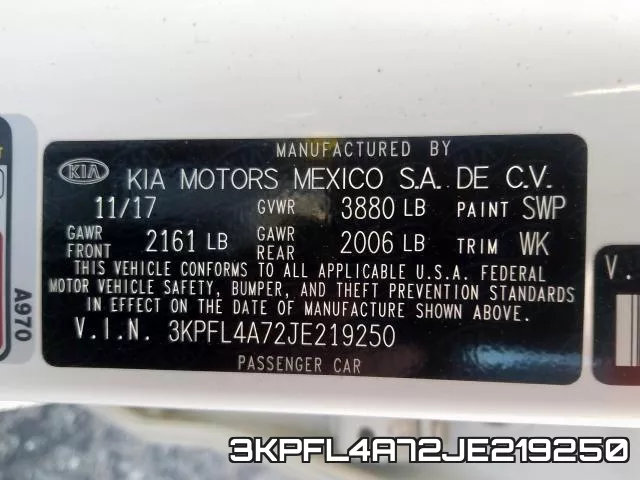 3KPFL4A72JE219250 фото 2