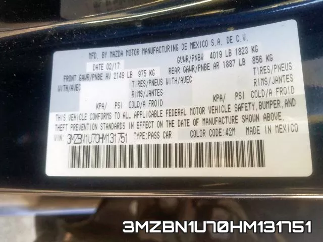 3MZBN1U70HM131751 фото 2