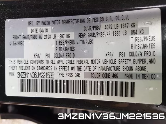 3MZBN1V36JM221536 фото 2