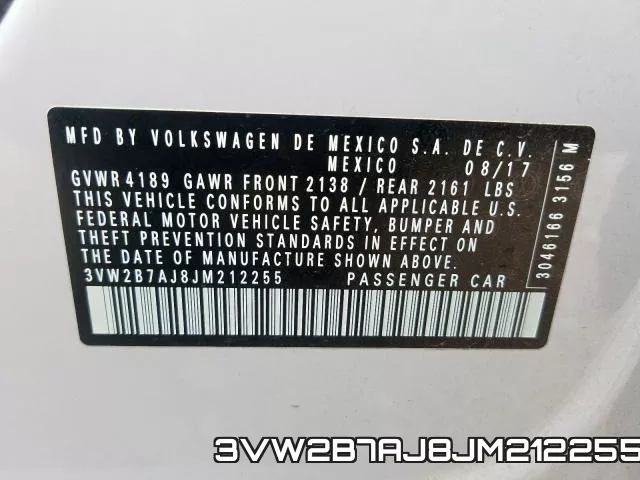 3VW2B7AJ8JM212255 фото 2