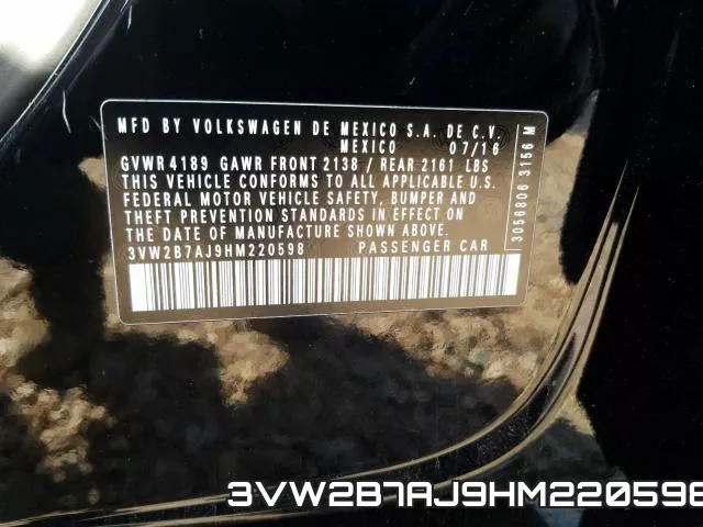 3VW2B7AJ9HM220598 фото 2