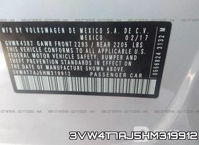 3VW4T7AJ5HM319912 фото 10