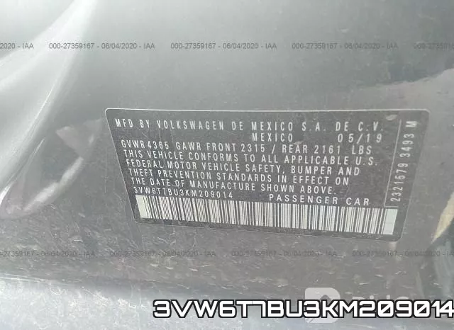 3VW6T7BU3KM209014 фото 10