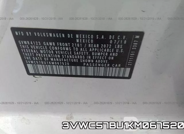 3VWC57BU1KM067520 фото 10