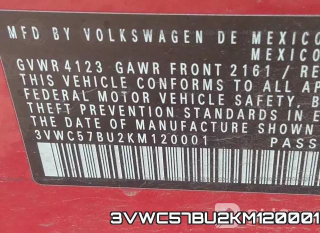 3VWC57BU2KM120001 фото 10