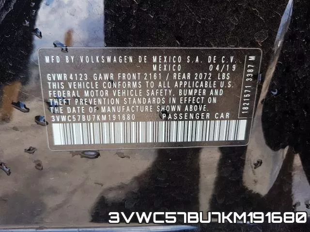 3VWC57BU7KM191680 фото 2