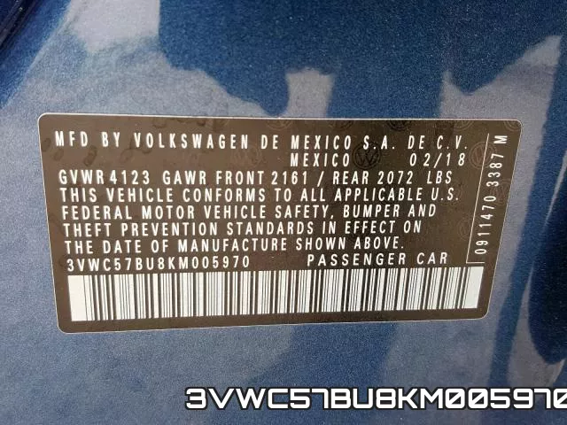 3VWC57BU8KM005970 фото 2