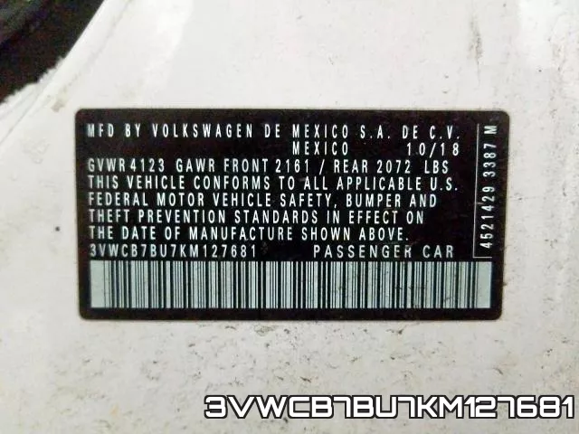 3VWCB7BU7KM127681 фото 2