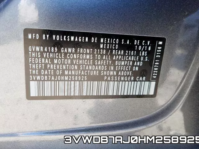 3VWDB7AJ0HM258925 фото 2