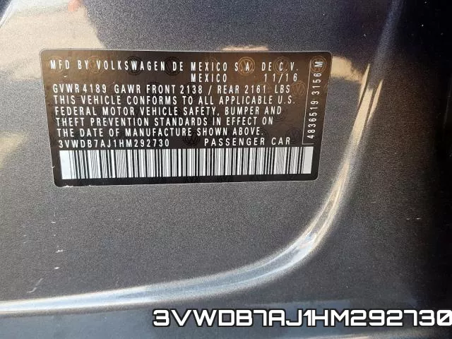 3VWDB7AJ1HM292730 фото 2